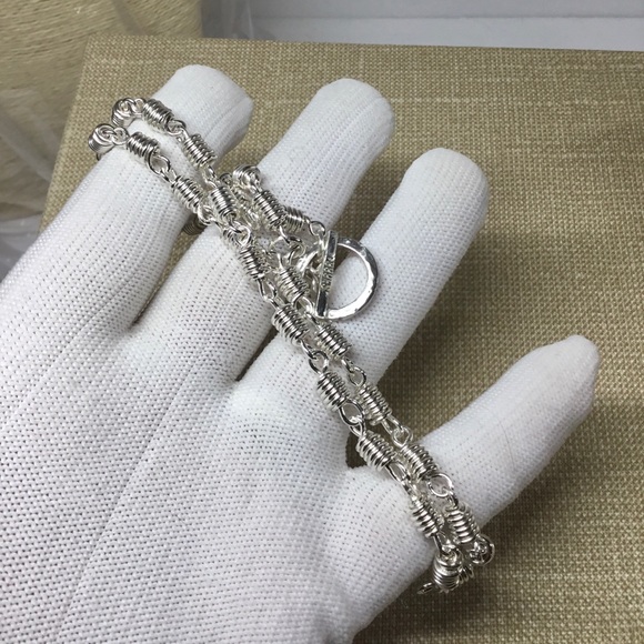 Silver Chain Necklace, Link Chain Toggle Choker - Picture 3 of 8